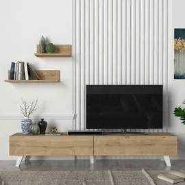 [en.casa] Saarijärvi Fernsehtisch Lowboard 180 x 31 x 33 cm Beige Holz