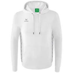 Erima Kapuzenpullover Essential Team Kapuzensweat (weiche Baumwolle, Rippbündchen) weiss/grau Herren
