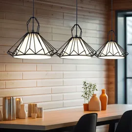 GLOBO Hängelampe, Metall, Textil, schwarz, 3 Flammig, H 120 cm