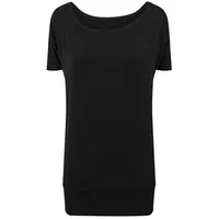 Build Your Brand Womens BY040-Ladies Viscose Tee T-Shirt, Black,