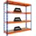 Proregal Profi Schwerlastregal Rhino HxBxT 200x200x60cm 4 Spanplatten-Ebenen 8mm Fachlast 500kg Blau/Orange Stecksystem Lagerregal, Steckregal,