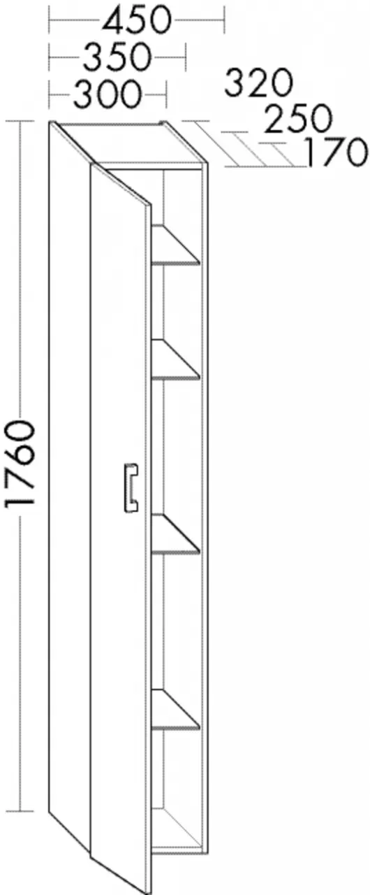 Burgbad Hochschr.Sys30 PG1 Aqua 1760x450x170 Eiche Dekor Rost, HSCP045LF6317 HSCP045LF6317