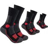 FOOTNOTE Wandersocken 3 Paar Schwarz/Rot 43-46
