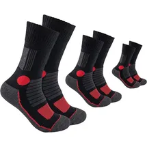 FOOTNOTE Wandersocken 3 Paar Schwarz/Rot 43-46