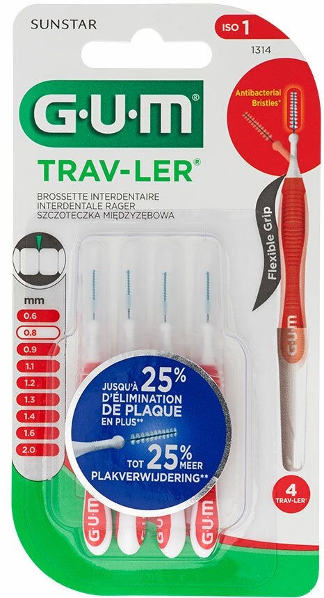 GUM® Proxabrush Trav-ler brossette interdentaire 0,8 mm 4 pc(s) brosse(s) à dents