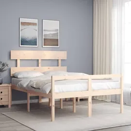 vidaXL Seniorenbett mit Kopfteil Massivholz