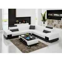 Xlmoebel Ecksofa Neu Ecksofa aus Leder mit modernem Design und USB-Anschluss -, Hergestellt in Europa weiß