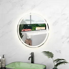Costway LED-Badezimmerspiegel mit Beleuchtung, 60 cm runder beschlagfreier Badezimmerspiegel, (rund)