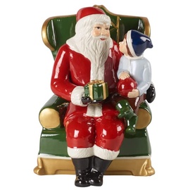Villeroy & Boch Christmas Toys Santa Auf Sessel, Dekorative Weihnachtsmann-Figur Aus Hartporzellan, Bunt
