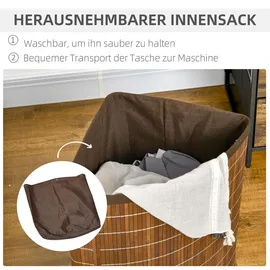 Homcom Wäschekorb 55L Wäschesammler mit Griffen, herausnehmbarer Wäschesack, Eck Wäschetonne Laundry Baskets für Waschküche Badezimmer Schlafzimmer Braun