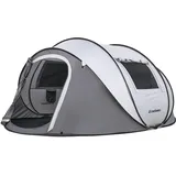 EchoSmile Pop up Zelt 4-6 Personen, Wurfzelt Wasserdicht mit 2 Belüftungsfenstern, Familienzelt & Campingzelt für Picknick, Wandern und Outdoor Aktivitäten, Weiß & Grau
