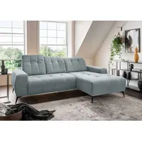 Ecksofa Sano Benformato 258 x 180 cm | Cord-Stoff mit Elektrofunktion & verstellbaren Kopflehnen | Ausrichtung: Vorstehend rechts, Farben: Aqua - Aqua