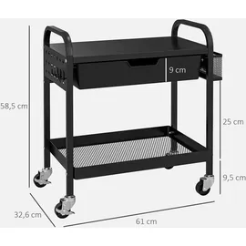 Homcom Rollwagen Schwarz Kunststoff 32.6x58.5x61 cm