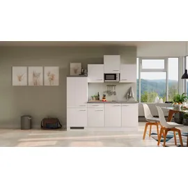 Flex-Well Küchenzeile Kopenhagen 210 cm Weiß matt - Beton Grau