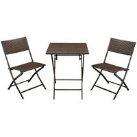 DEGAMO Bistroset ROSSANO 3-teilig klappbar, Metall + Polyrattan braun bicolor