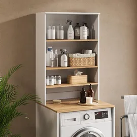 Vicco Badschrank Viktor, Weiß/Artisan, 68 x 100.4 cm mit offenen Regalen