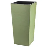 Engelland Pflanzkübel Blumentopf aus recyceltem Kunststoff & Holz (WPC), Rillenoptik (UV-beständig, wetterfest), Blumenkübel für Garten, Balkon, Terrasse, Innen- und Außenbereich grün 24 cm x 46.5 cm x 24 cm