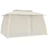 vidaXL Pavillon mit Doppeldach & Netzwänden Creme 3,93x2,93 m Stahl