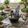 GLOBO Springbrunnen Buddha Zimmerbrunnen Kaskade Deko grau Led H 19 cm