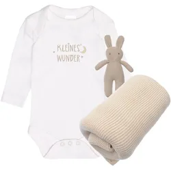 Erstausstattungspaket LILIPUT "Kleines Wunder", Baby, Gr. 62/68, beige (beige, weiß), 100% Baumwolle, KOB Set-Artikel, mit Strickhase Lou