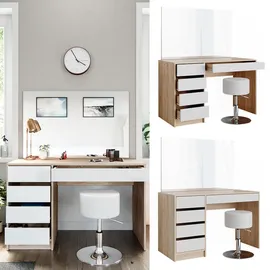 Vicco Schminktisch Sherry Sonoma Weiß Frisiertisch Spiegel Kommode Hocker