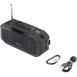 Renkforce RF-CR-300 Outdoorradio UKW, MW Notfallradio, Bluetooth®, SD wiederaufladbar, Solarpanel, Handkurbel, Schwarz