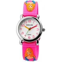 Excellanc Uhr Kinder Armbanduhr Mädchen Quarzuhr Rosa Prinzessin Silikonarmband