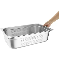 Perforierter Gastronormbehälter aus Edelstahl GN 1/1 150 mm Vogue