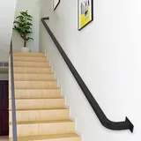 Schwarzer Handlauf für Treppen im Innen- und Außenbereich, Treppengeländer-Handläufe mit schmiedeeisernen Wandhaltern und Metallschrauben, Haltegriff 1m 1.5m 2m 2.5m 3m Treppengeländer ( Size : 60cm )