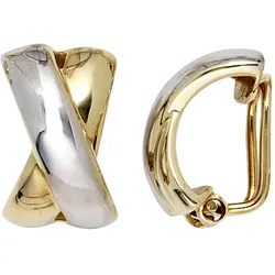 Paar Ohrclips JOBO, gold (gelbgold 333), Ohrringe, Damen, Gelbgold 333, 333 Gold bicolor