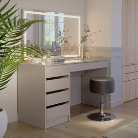 Vicco Schminktisch Sherry Cashmere 120 cm mit LED-Spiegel und Hocker