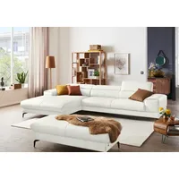 W.Schillig Ecksofa "piedroo, Designsofa mit tollem Sitzkomfort, bequem und elegant, L-Form", weiß (weiß z59), B:343cm H:70cm T:193cm, Longlife Xtra-Leder Z59: Glattleder mit modischer Prägung.