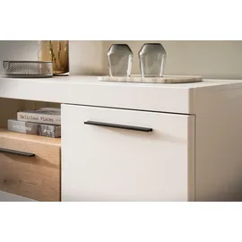 Home Affaire Sideboard HOME AFFAIRE "Salerno, moderner Schrank, Highboard in Weiß mit Eiche Evoke Dekor", weiß (weiß, eiche evoke), B:205cm H:87cm T:40cm, Holzwerkstoff, Sideboards, Sideboard, Metallgriffe, ausreichend Stauraum, vielseitig einsetzbar, 205cm breit