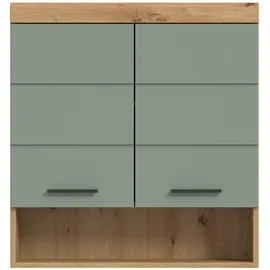 inn.furn Hängeschrank in Grün und Eiche 74 x 79 cm, Shawn