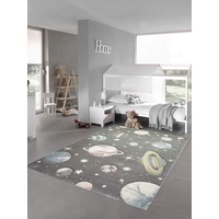 Teppich-Traum Kinderteppich Weltraum Lernteppich mit Sternen und Planeten in Pastell grau Größe 120x170 cm