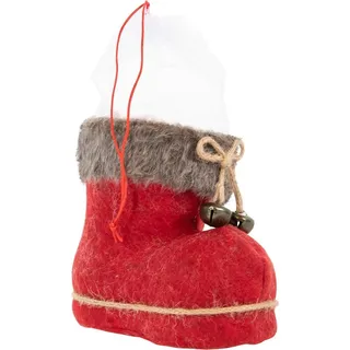 IDENA Nikolausstiefel mit Filzbezug und Glöckchen, rot/braun 14x8x13,5cm