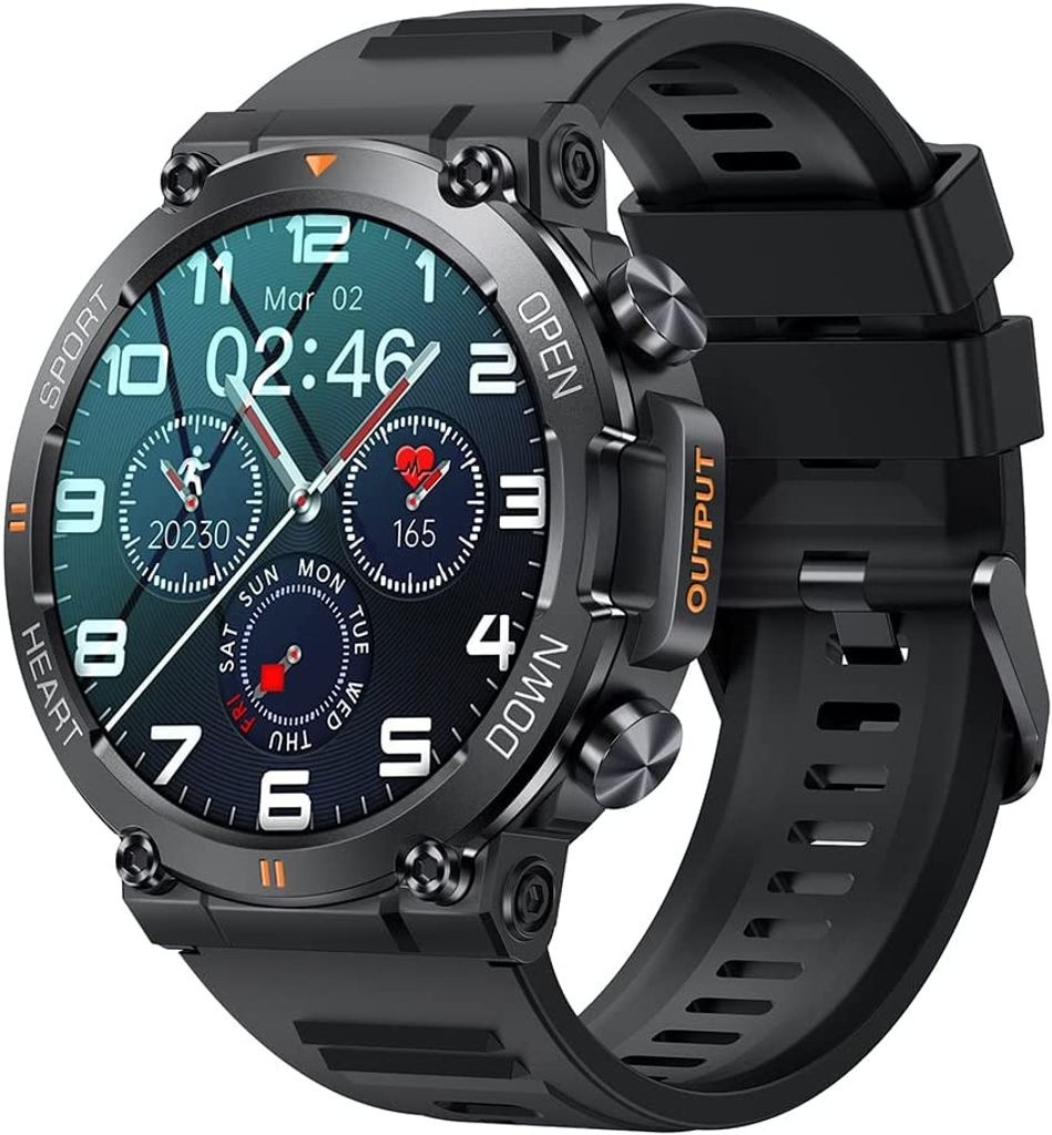 Smartwatch Bluetooth Armbanduhr Schrittzähler Armband mit Pulsmesser Fitness Tracker Für Android Herren Damen Schwarz