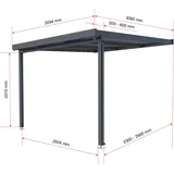 Gutta Terrassendach Premium 309,4 x 306 cm anthrazit/polycarbonat opal weiß