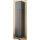 furn.design Hochschrank Center (Badschrank in grau mit Wotan Eiche, 34 x 200 cm) 6 Staufächer, wechselbarer Türanschlag grau