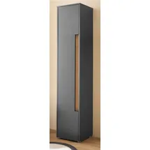 furn.design Hochschrank Center (Badschrank in grau mit Wotan Eiche, 34 x 200 cm) 6 Staufächer, wechselbarer Türanschlag grau