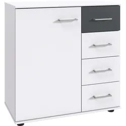 Kombikommode WIMEX "Taiga", weiß (weiß, graphit), B:81cm H:83cm T:41cm, Spanplatte, Sideboards, 1 türig und 4 Schubladen