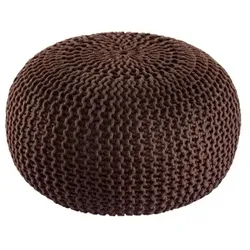 Amagohome PREMIUM Sitzhocker Pouf  ø 45cm  Strickpouf Indoor u. Outdoor - pflegeleicht & nachhaltig : braun - mocca