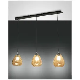 Fabas Luce Gisella 3-flg. 60 W Durchmesser 30 cm Metall und geblasenes Glas Amber