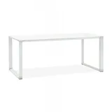KADIMA DESIGN Gerader Designer Arbeitstisch mit weißem Glasregal | Modern Minimalistisch | Kadima