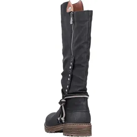 Rieker Langschaftstiefel, Blockabsatz, TEX-Membran, Nieten und Kordel, Gr. 43 EU