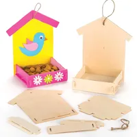 Baker Ross Bastelsets für Futterhäuschen aus Holz für Kinder zum Bemalen, Gestalten und Aufhängen (3 Stück), Holzfarben