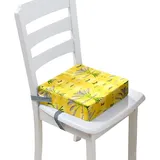 Chickwin Zerlegbar Sitzerhöhung Stuhl Tragbar Sitzkissen Lavendelmuster Kind Baby Tragbares Boostersitze Kleinkind Esszimmerstuhl Stuhlkissen Sitzerhöhung Kissen für Esstisch (Gelb,40x40x10cm)