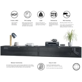 Vladon Lowboard, Anthrazit, Holzwerkstoff, 120x29x37 cm, Wohnzimmer, Wohnwände, Lowboards, Lowboards stehend