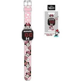 kids-euroswan Minnie LED-Digitaluhr 0 mm Kunststoff Rosa Silikonarmband Rosa