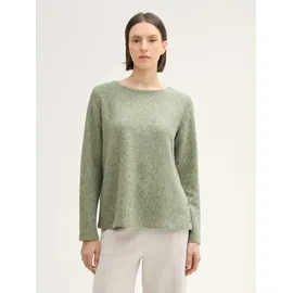 Tom Tailor Damen Geripptes Sweatshirt, grün, Meliert, Gr. XXL